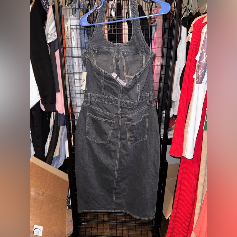 Universal Thread Black Denim Button-Up Dress with… - image 3